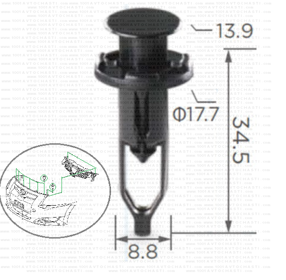 KD2064 Щипка за броня решетка над радиатор Toyota