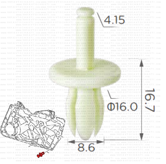 KD2089 Щипка крепеж панел врата VW Golf VI