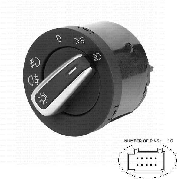 VAN-465 Kлюч главни светлини с халогени и хром за Seat Alhambra