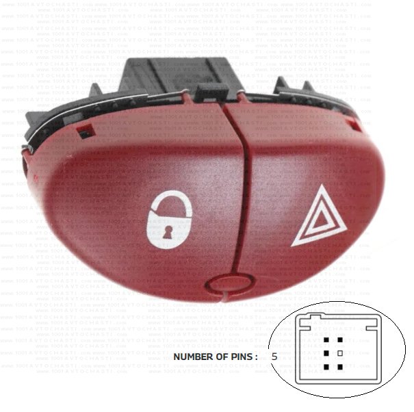 VAN-682 Бутон аварийни светрлини и заключване за Peugeot 206