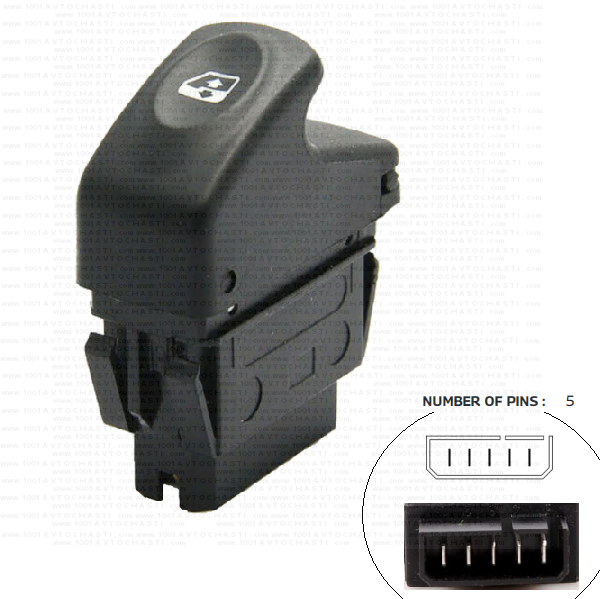 VAN-712 Бутон ляв за електрически стъкла за автомобили Renault Kangoo 1