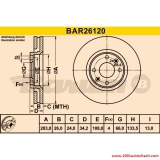VBAR26120CXP Спирачен диск за автомобил Citroen Picaso oт 1999