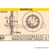 VBAR20133CXP Спирачен диск за автомобил Citroen Picaso oт 1999